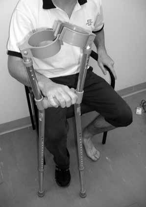 5. Standing and sitting To stand up with the crutches, it is important that you do not put your hands inside the grey cuff part until you are fully standing.
