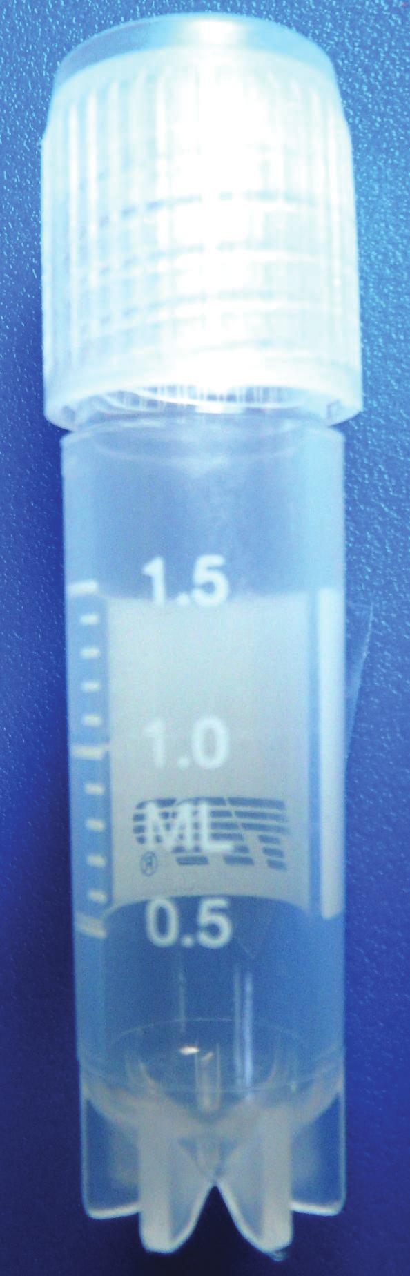 2 Ideal filling volume for TPP cryotubes The upper marking on the scaling of the tubes corresponds to the ideal filling volume (the picture shows P 89020 with an ideal filling volume of 1.5 ml). tab.