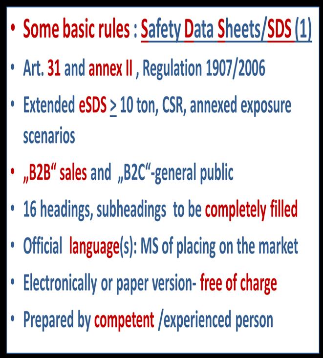 REACH (9) Safety Data sheet annex II of