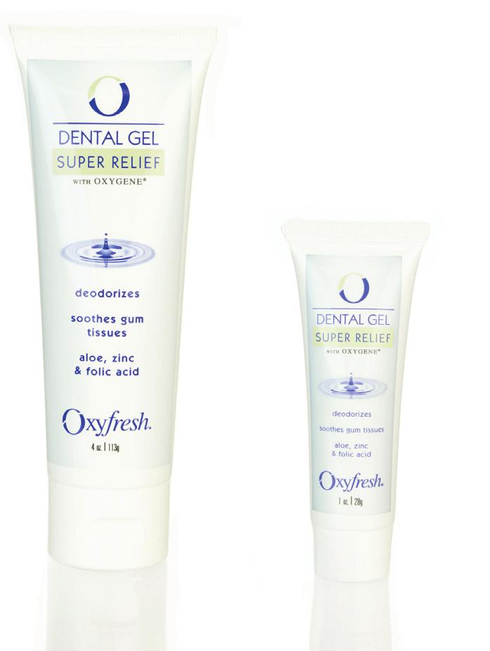 super relief dental gel Infused with folic acid, xylitol and zinc acetate, this formula packs an even stronger soothing and deodorizing effect.