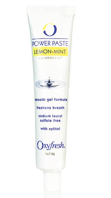 power paste Soothing formula A one-of-a-kind smooth gel formula toothpaste. Oxyfresh s Power Paste contains a unique combination of Oxygene and zinc for a more powerful deodorizing effect.