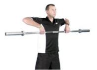 1. Use a wider shoulder width grip (as shown below) which allows for more space for clearance of the underlying structures 2. Limit the lift to the level of the shoulders i.e., not higher than shoulder height 3.