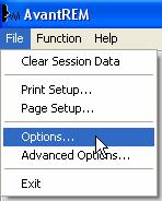 Software Options Basic Options Several options are available which allow the user to customize the Avant REM
