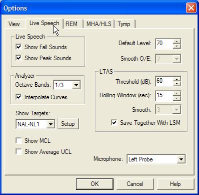 text menu as shown below The software allows you to set several default options as described below.