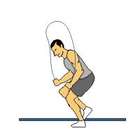 Jump Rope (1 Foot Slalom) Jump off the ground and start swinging the jump rope under your foot. Jump high enough and shift foot back and forth across a line.