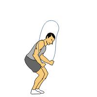 Jump Rope (1 leg front/back hop) Jump off the ground and start swinging the jump rope under one foot. Shift the foot forward and backwards as you jump.
