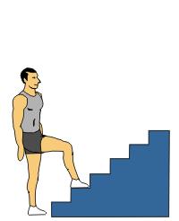 Stair Climbing (double step) 1. Start at the bottom of the stairs and step up two steps at a time. 2.