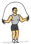 Jump Rope (alternating foot) Continue jumping up and down alternating your feet touching the ground as you bring the jump rope under your feet.