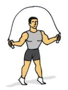 Jump Rope (forward straddle) Continue jumping up and down as you bring the jump rope under your feet.