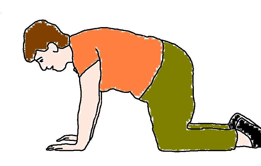On all fours Use a soft but stable surface to kneel on, an exercise mat is ideal but a rug or carpeted surface is sufficient as long as this is comfortable on your knees Kneeling Posture Check Ensure