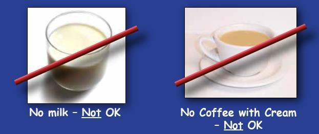 No milk Not OK No coffee with cream - Not OK >