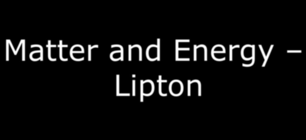 Matter and Energy Lipton