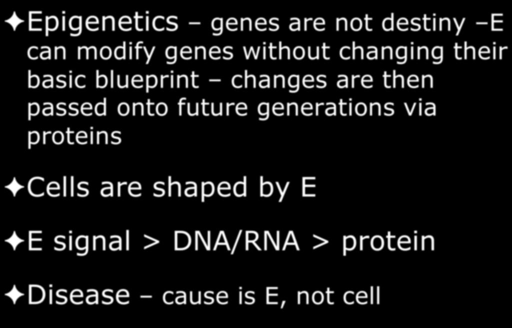 are then passed onto future generations via proteins Cells are