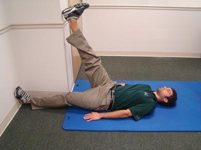 Leg Lowering Against A Wall This exercise helps improve your hip hinge mechanics and hamstring flexibility.