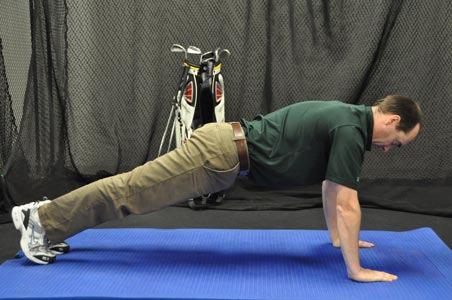 Plank This exercise is designed to establish core stability while in an advanced position. This exercise improves power and stability in your golf swing.