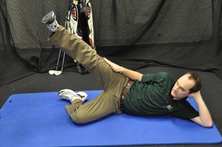 Side Leg Lifts To create stronger gluteus medius muscles try doing side leg lifts. This exercise will improve your lateral stability in the golf swing.