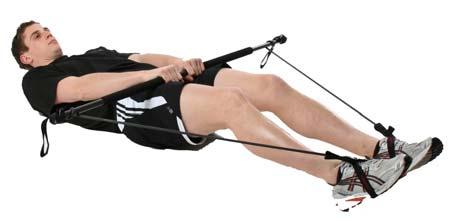 With the hands roughly 3 inches apart and the grip/ palms pronated and facing downwards, rest the gymstick upon the quadriceps.