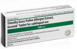 GRASTEK : Approved in April 2014 GRASTEK For the treatment of grass pollen-induced allergic rhinitis with or without conjunctivitis confirmed by positive skin test or in vitro testing for