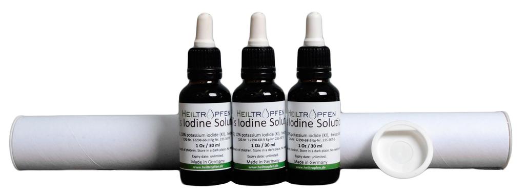 5% Lugol`s iodine solution Formula: I 2 / KI 100g solution consists of: 5,0g iodine (USP), 10,0g potassium iodine (Ph. Eur.