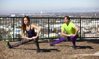 SIDE LUNGE STRETCH STRETCHES HIPS, HAMSTRINGS, QUADRICEPS, CALVES. 1.