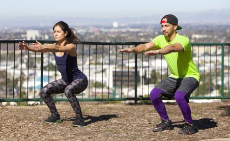 SQUAT HOLD STRETCHES/STRENGTHENS QUADRICEPS, HIPS, BUTTOCKS, HAMSTRINGS, SHOULDERS. 1.