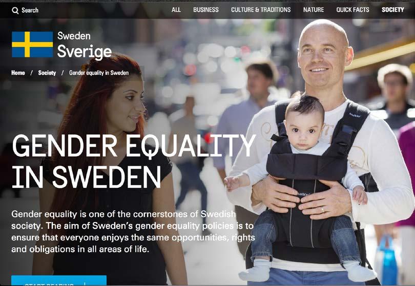 Sweden Ranked 4/159 on GII Has one of the highest gender equality levels in the world Both parents get parental leave Small gender wage gap 15.2% 43.