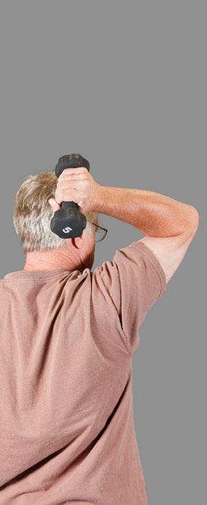 Take the arm with the dumbbell and bend it back at the elbow so that the weight