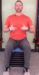 Place hands on bottom of ribs, sit up tall 2. Inhale: Breathe In 2-3 sec - Focus on abdomen expanding out into hands, Pause 3.