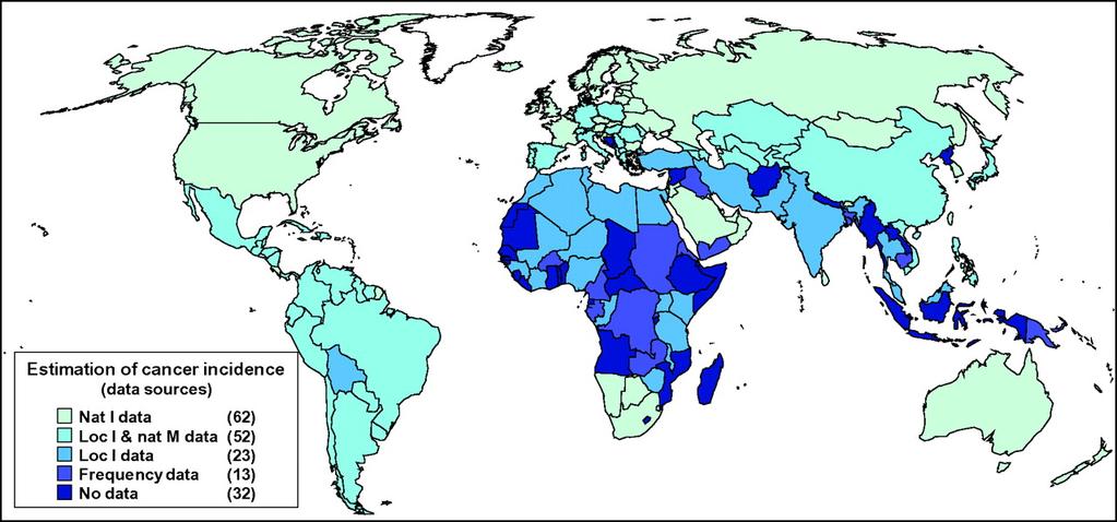 Availability of data per country to estimate cervical