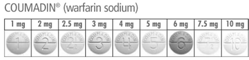 Warfarin (Coumadin) 1,8 Anticoagulant ( blood thinner ) Indication: prophylaxis and treatment of thromboembolic disorders
