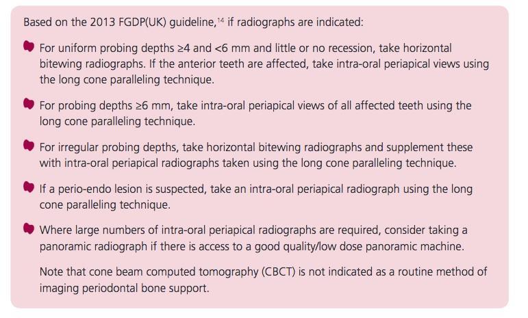 It may be noted that radiographs have been taken for periodontal diagnosis have they been commented on?