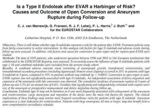 Background EVAR is an established therapy for the treatment of AAA 65-70% reduction in 30-day mortality Decreased overall