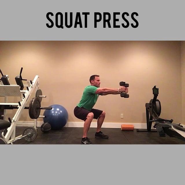 DAY LEGS/SHOULDERS WORLDS GREATEST WARM UP DB SQUAT PRESS This is a three-part stretch. Begin by lunging forward, with your front foot flat on the ground and on the toes of your back foot.