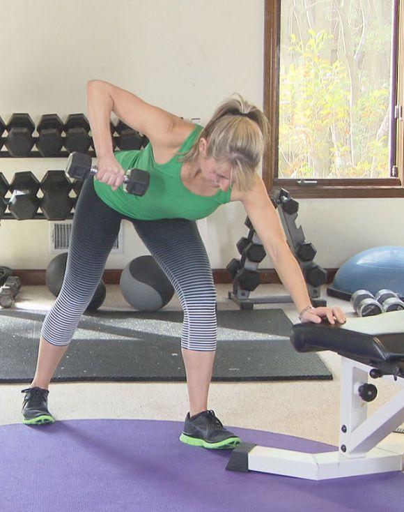 One Arm Dumbbell Row (Wide) Keep a tight grip on the dumbbell to help pack the shoulder.