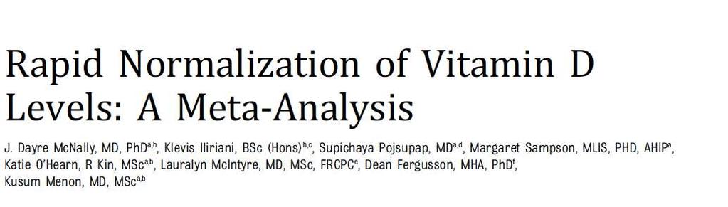 88 studies on Vit D supplementation in children and adolescents A loading dose of > 40000 IU can rapidly elevate 25(OH)D concentrations No