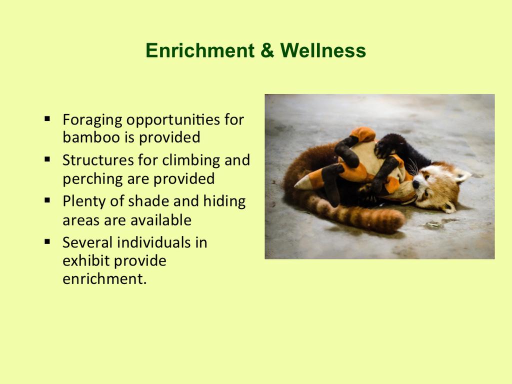 Enrichment promotes a species natural behavior by
