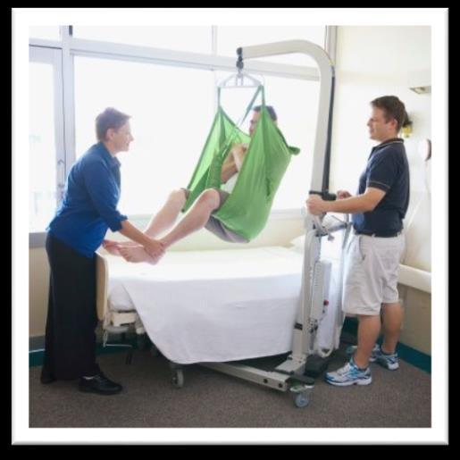 Assuming awkward postures such as bending, twisting or reaching when moving patients from wheelchairs, beds or gurneys to the exam table.