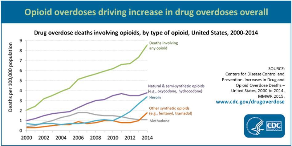 THE PROBLEM: United States The Epidemic is spreading Motor Vehicle Crash Related Drug Overdose Related 32,675 47,055 Opioid overdoses have quadrupled since 2000.