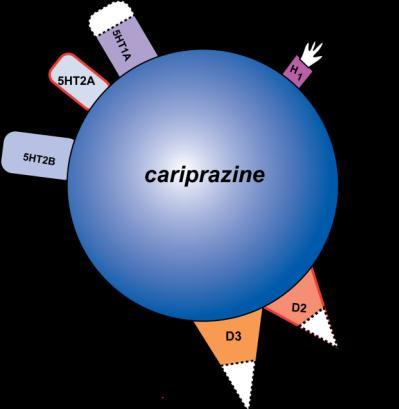 Cariprazine D2 partial agonist More of an antagonist than aripiprazole In late-stage clinical