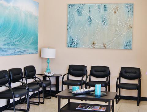 Our office has a spa-like feel with an option of a variety of beverages and online channels to choose from.
