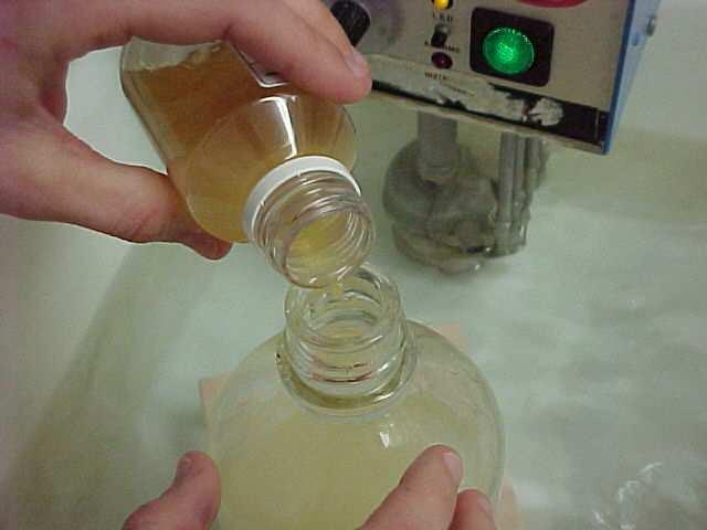 3) Put the 100ml concentrated extender into the 400ml bidistilled apyrogen sterile water or equivalent.