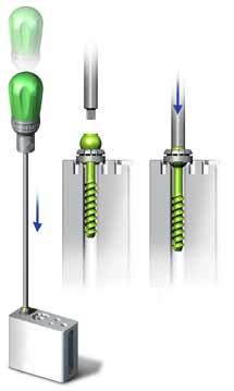 Slide the selected screw size (blue = 5mm diameter; green = 6mm diameter) over the polyaxial ring so that the VIPER F2 Screw sits
