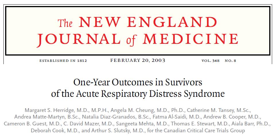 Canadian cohort study of 109 ARDS survivors for 1 year