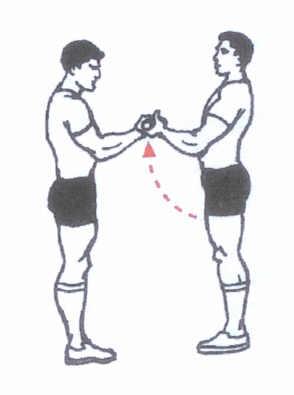 4. BICEP CURL (Bicep) Standing with back against a wall, arms extended, holding a bar with hands shoulder- width apart.