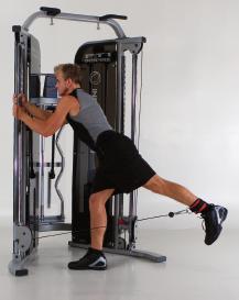 Wrap the ankle strap around your ankle furthest from the pulley carriage and hold on to the slide tube for stability. 5.