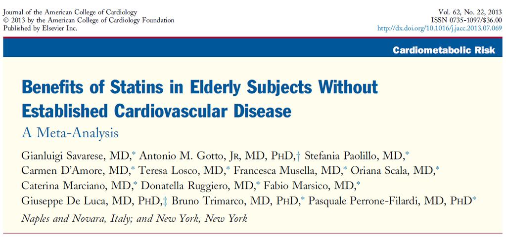 In elderly subjects at high cardiovascular risk without established cardiovascular disease, statins