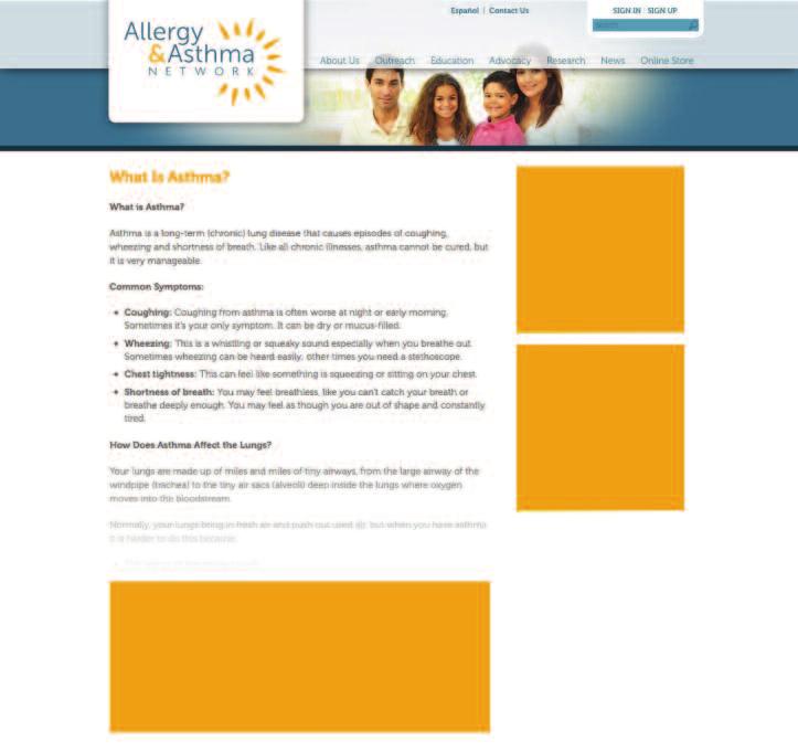 Digital Ad Opportunities Web Ads Allergy & Asthma Network s website, available at AllergyAsthmaNetwork.