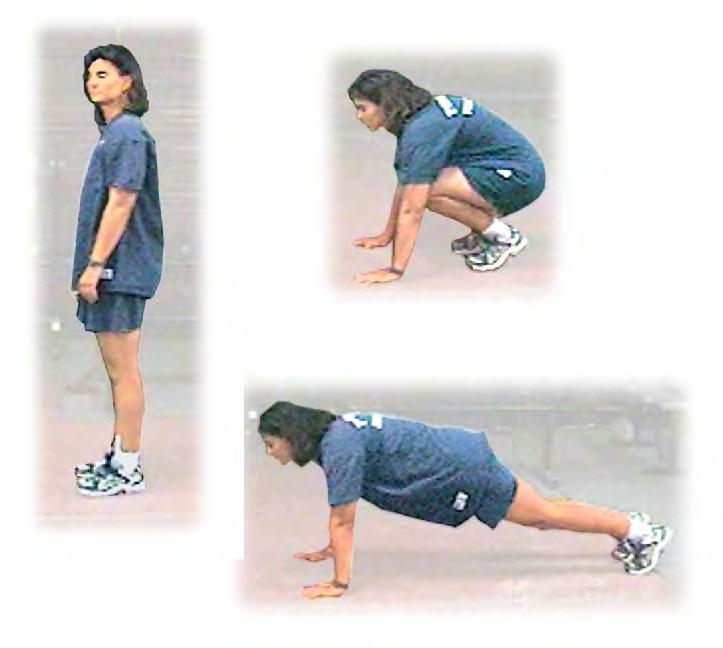 7. Squat Thrusts Pectorals, Deltoids, Triceps, Abdominals, Glutes, Quadriceps CPAT vents: Stair Climb, Hose Pull, adder Raise, Forcible ntry, Search Stand erect with feet together Quickly bend knees
