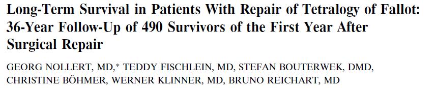 Life Expectancy Overall survival of TOF patients 1958 1977, 739pts Mean