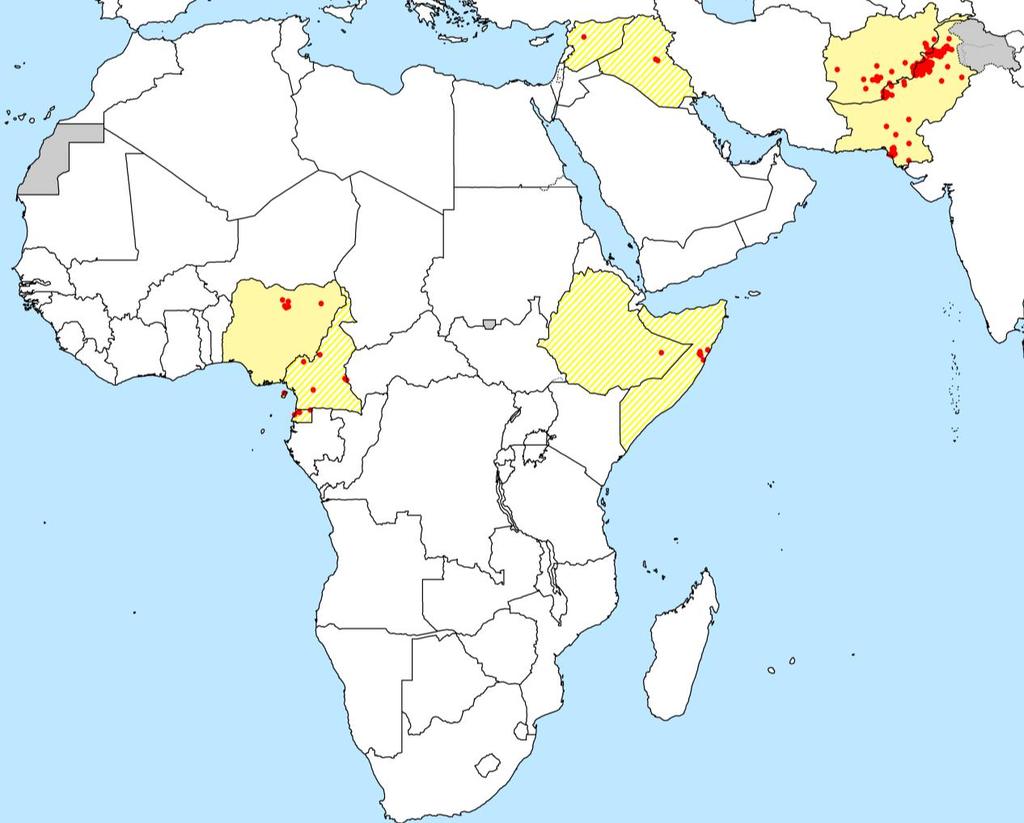 WPV1 Cases, 2014* Endemic countries Infected countries *Data as